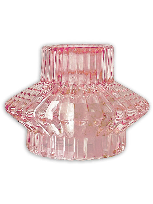 Ljusstake i färgat glas, seashell pink (rosa)