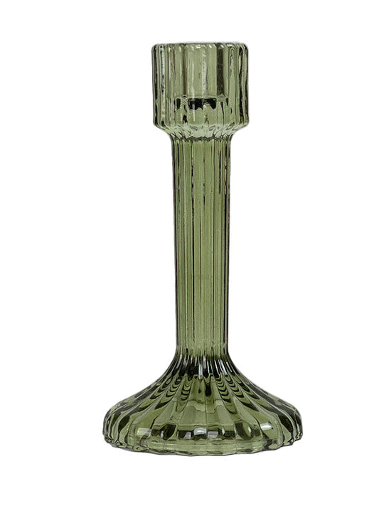Ljusstake i färgat glas 15 cm, Mosstone (Grön)