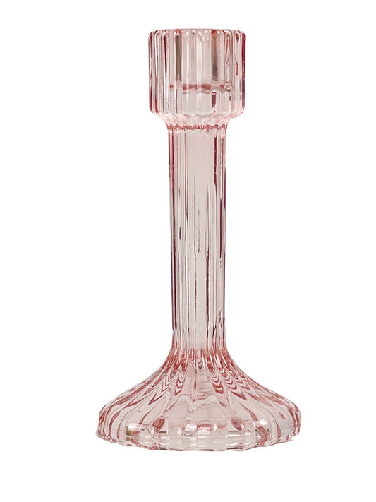 Ljusstake i färgat glas 15 cm, Seashell Pink (Rosa)